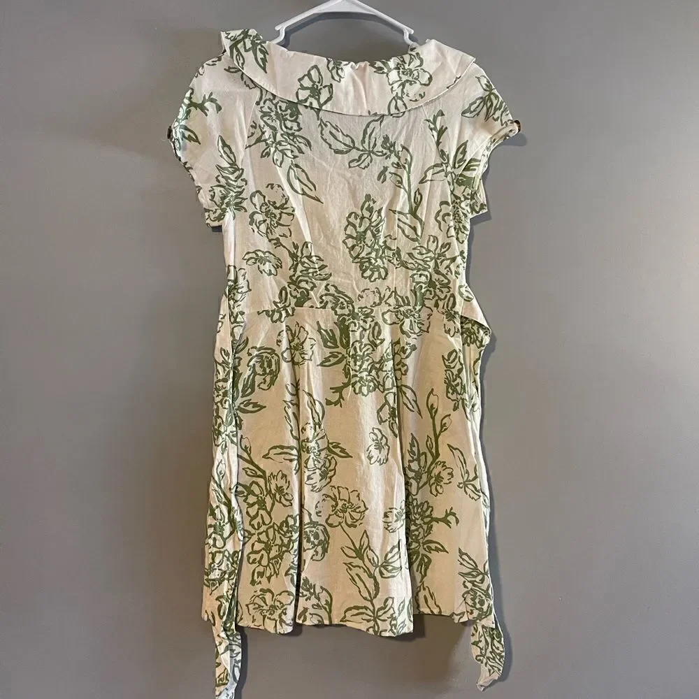 Free People A Thing Called Love Linen Blend Mini Dress | SZ 4 | Ivory Combo